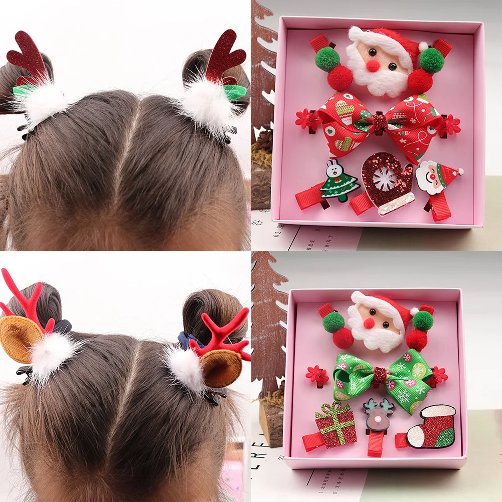 

Рождественские заколки для волос, Рождественская елка, Санта-Клаус, резинка для волос, головной убор для девочек, детские аксессуары для волос, зажимы для волос с оленем и утконосом