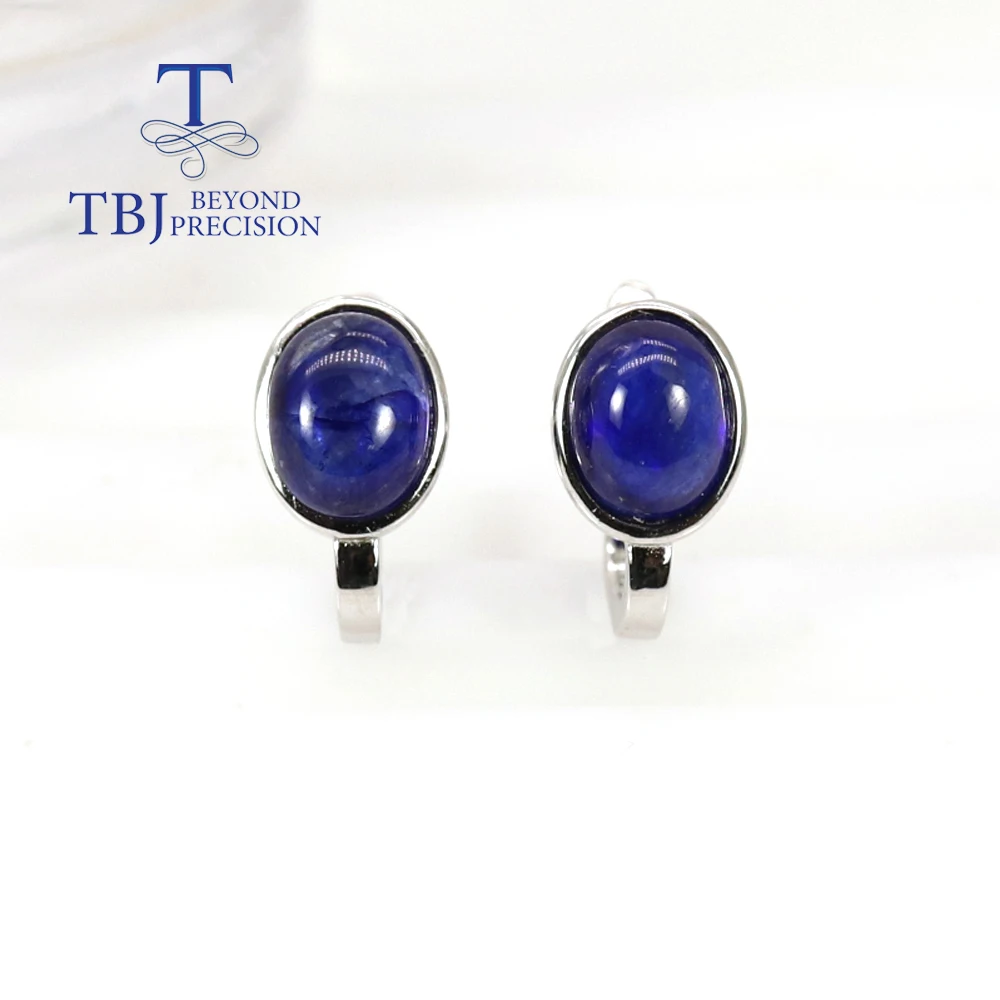 

925 Sterling silver filled sapphire oval 7*9mm natural gemstone women earrings Fashion fine jewelry gift new