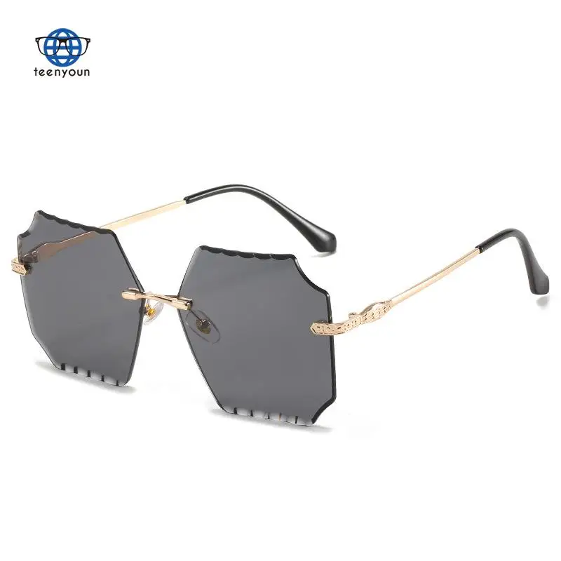 

Teenyoun New Rimless Sunglasses,Cross-border Versatile Frame Trimmed Glasses, Fashionable Ocean Sun Glasses, Women's Uv400