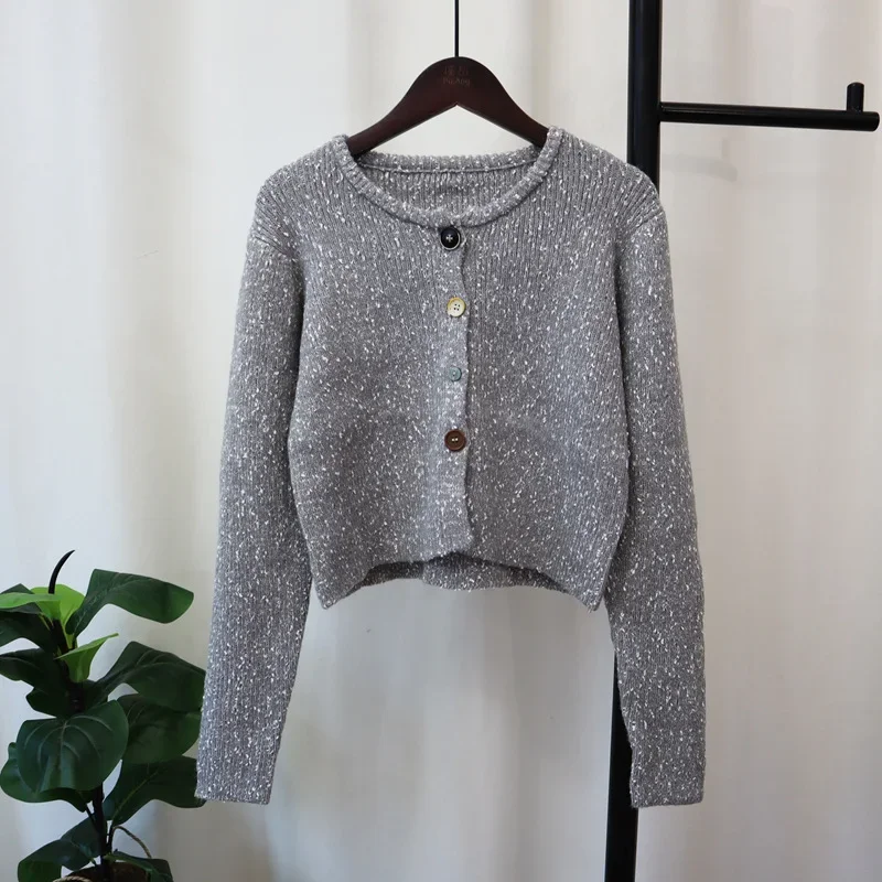 Однобортный Кардиган с круглым вырезом верхняя одежда женская 2024 нежные женские