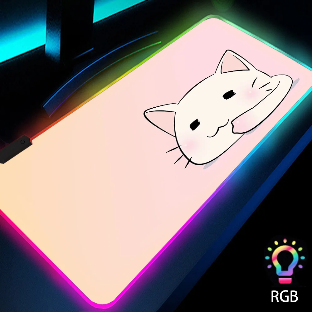 

Kawaii Cat Kawai Pink Mousepad Cat Keyboard Protector Cute Computer Accesories Gaming Desk with Rgb Led Keyboard with Backlight