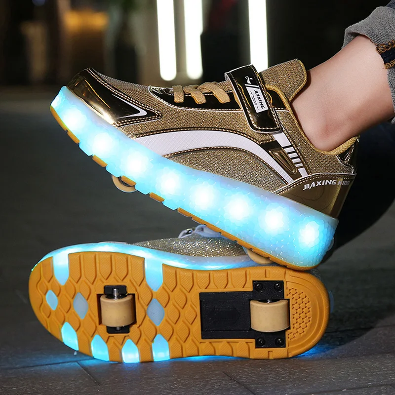 

Roller Skate Sneakers Kids Summer 2022 Children Fashion Casual Sports Boys LED Light Boots Girls 2 Wheels Game Toy Footwear