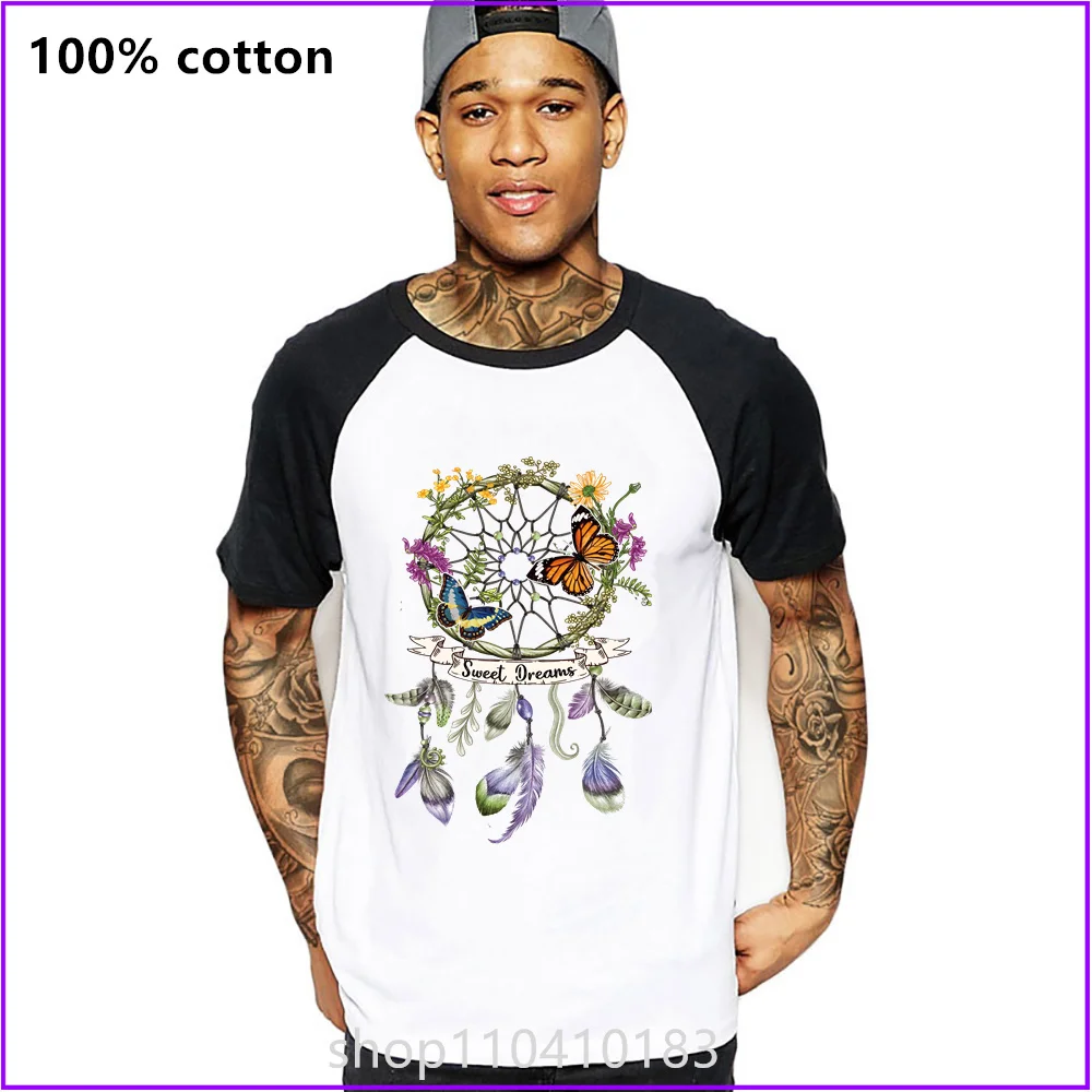 Sweet Dream Catcher Basilio Футболки с бабочками и перьями цветами для мужчин женщин Футболка
