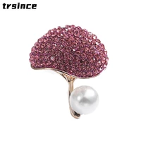 creative all match cute alloy mushroom brooch female rhinestones with pearl brooch pin accessories
