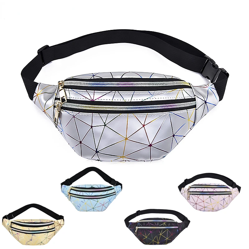 

2022 New Holographic Pockets Women's Silver Pockets Women's Pockets Black Geometric Pockets Laser Chest Phone Pockets