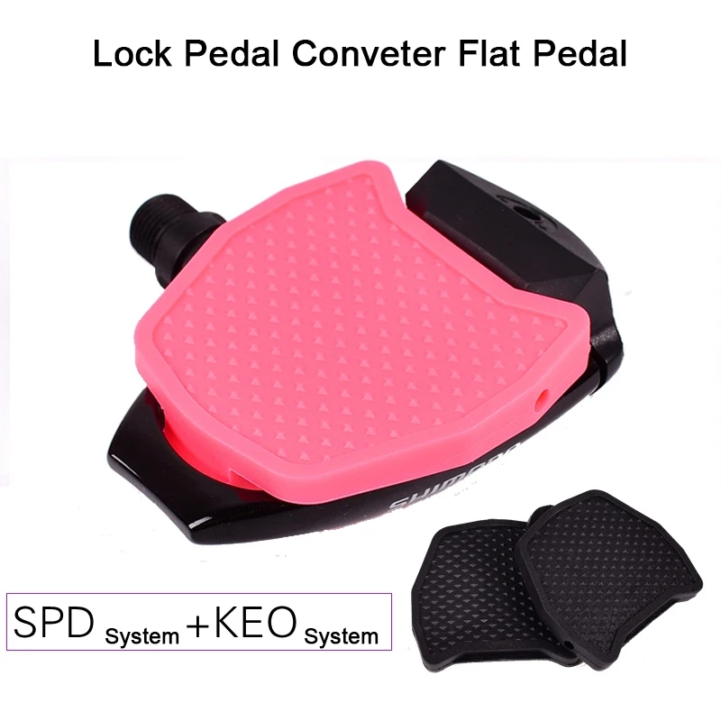 Pedales sin clip para bicicleta de carretera, convertidor de Pedal de bloqueo, aplicación SPD KEO, adaptador de Pedal ultraligero, ajuste Shimano SPD KEO
