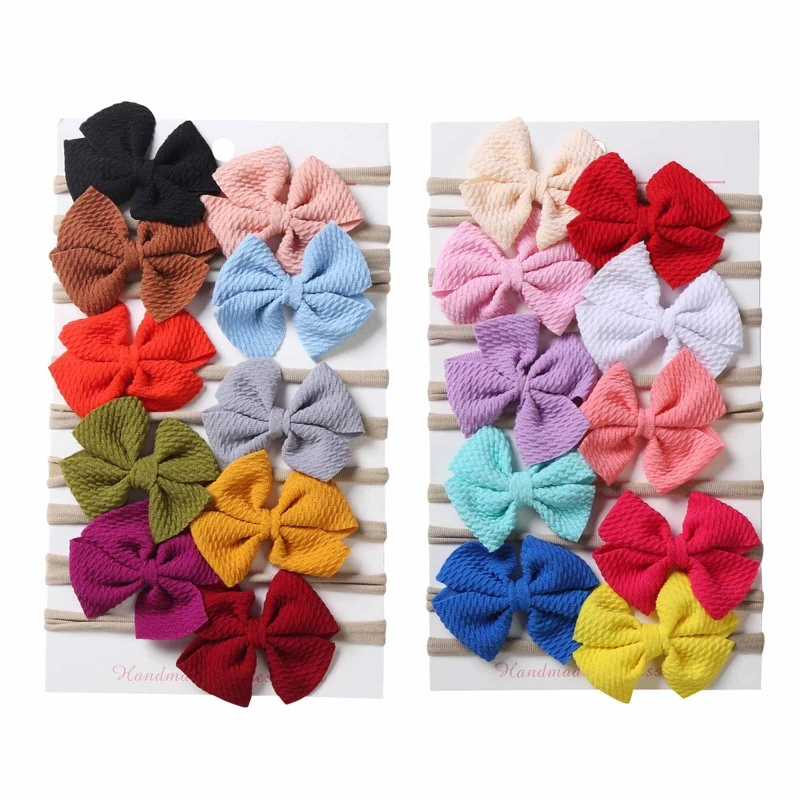 

10 Pcs Baby Girls Elastic Bows Headband Soft Fashion Princess Bowknot Hair Band Dropshipping