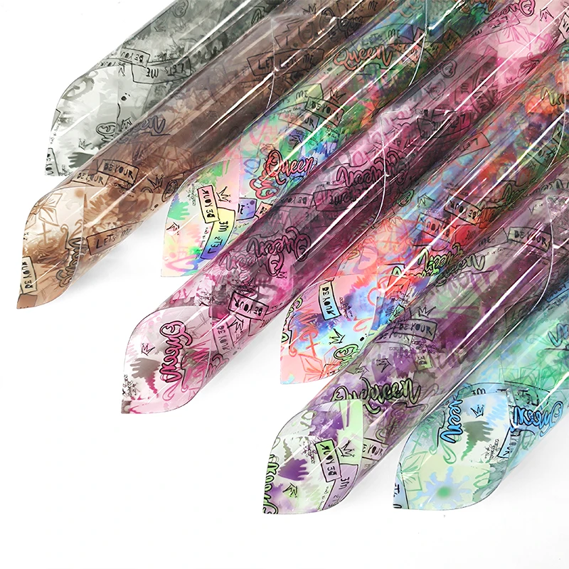 

English Alphabet Transparent Holographic Faux Leather Sheets Colored PVC for Earrings Shoes Handbags Jackets Home Decor Crafts