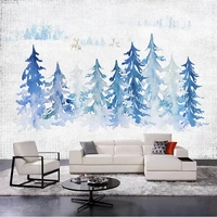 custom 3d wallpaper nordic watercolor snow big tree elk forest murals living room tv sofa bedroom background home decor poster