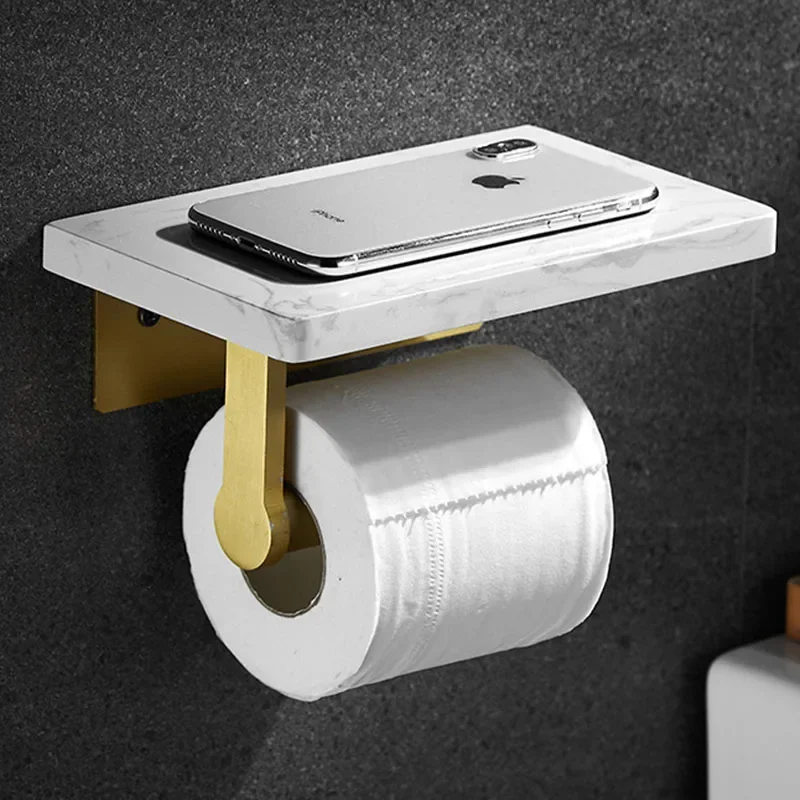 

Luxury Shelf Toilet Holde Towel Holder Bathroom Hanging Gold Rack Paper Mobile Phone Paper Light Wall Paper Marble Holder Roll