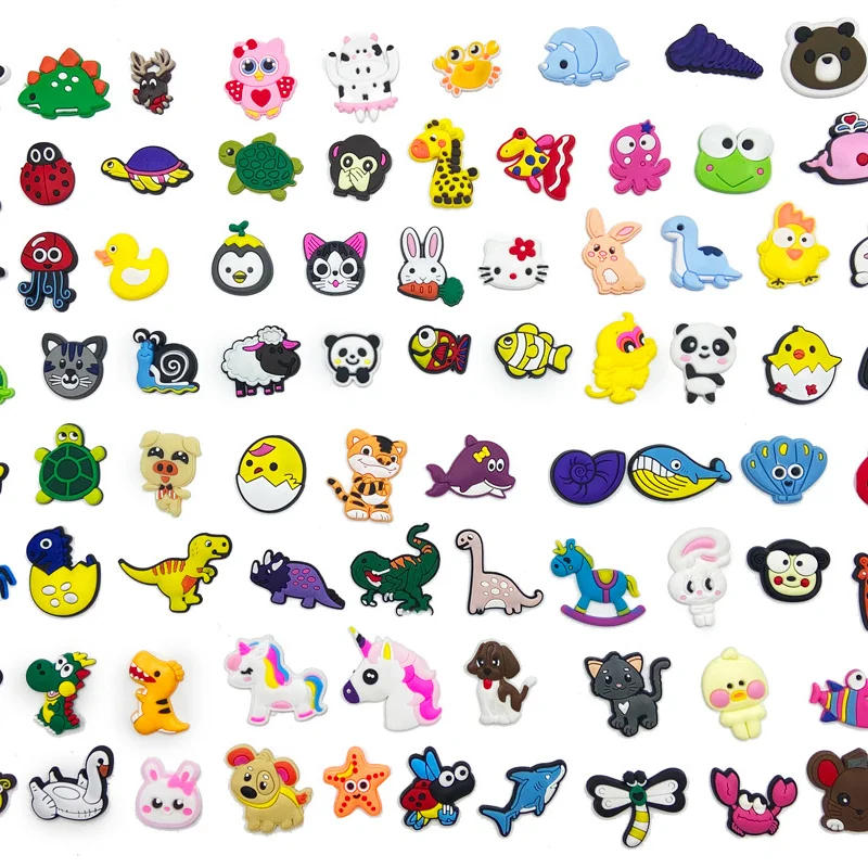 Jibz Charms For Crocs 100pcs Girls Boys Shoes Accessories PVC Cartoon Anime Shoe Decorations For Kids Party Gift