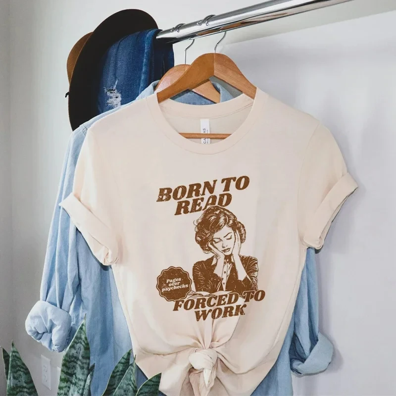 Женская Винтажная Футболка С Рисунком Born To Read Книжным Узором