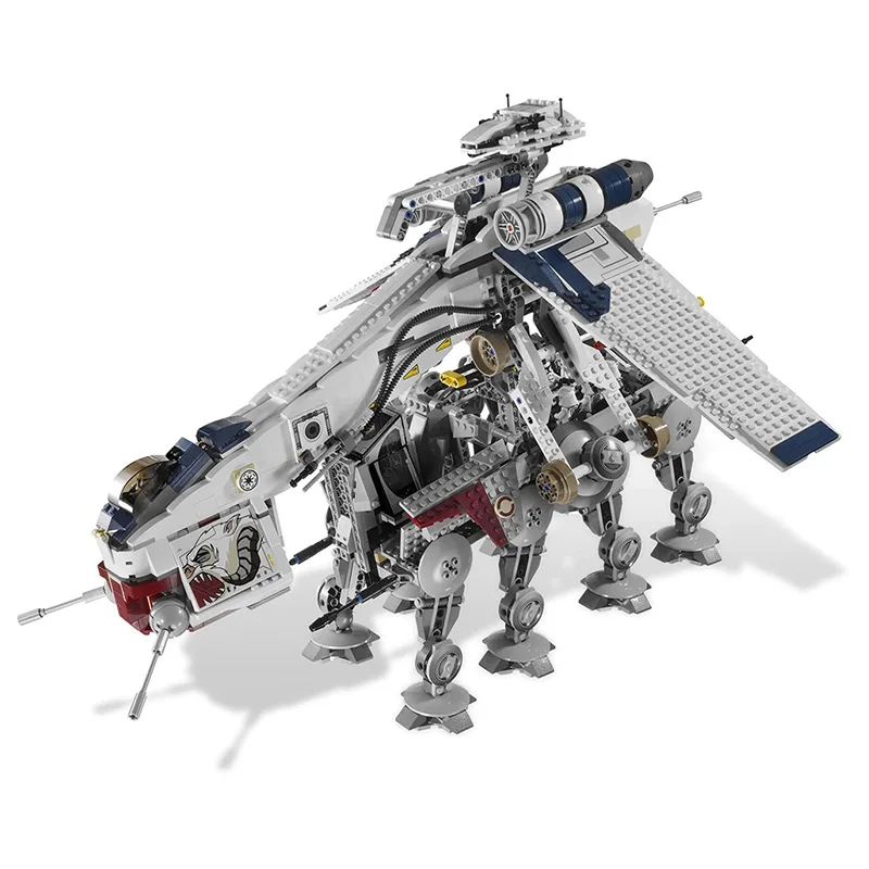 

Compatible 05053 10195 Star Plan Movie Republic Dropship with At-Ot Walker Building Blocks Bricks Transport Ship Toys Gifts