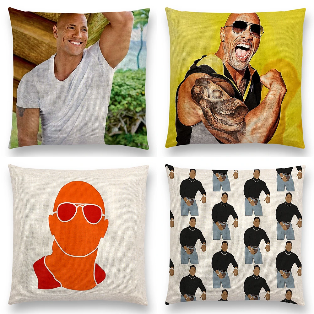 

The Rock Face Dwayne Cushion Cover for Sofa Home Decorative American Actor Johnson Throw Pillow Cover Linen Cotton Pillow Case