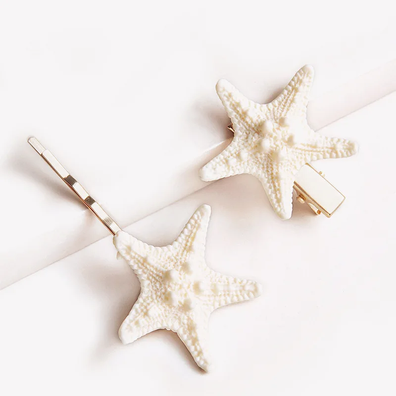 

2Pcs Elegant Women Natural Starfish Hair Clip Girls Beach Wear Hairpins Headwear Star Jewelry Hair Clips Gifts Hair Accessories