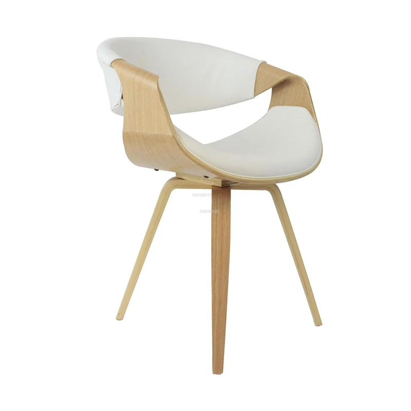 

Italian Leisure Dining Chairs for Kitchen Individual Wooden Dining Chair Leather Backrest Nordic Room Coffee Hotel Furniture