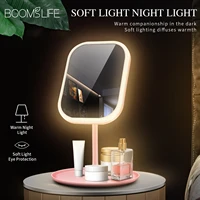 led makeup vanity mirror with lights rotating mirror with storage desktop adjustable dimmer usb cosmetic mirror makeup vanity