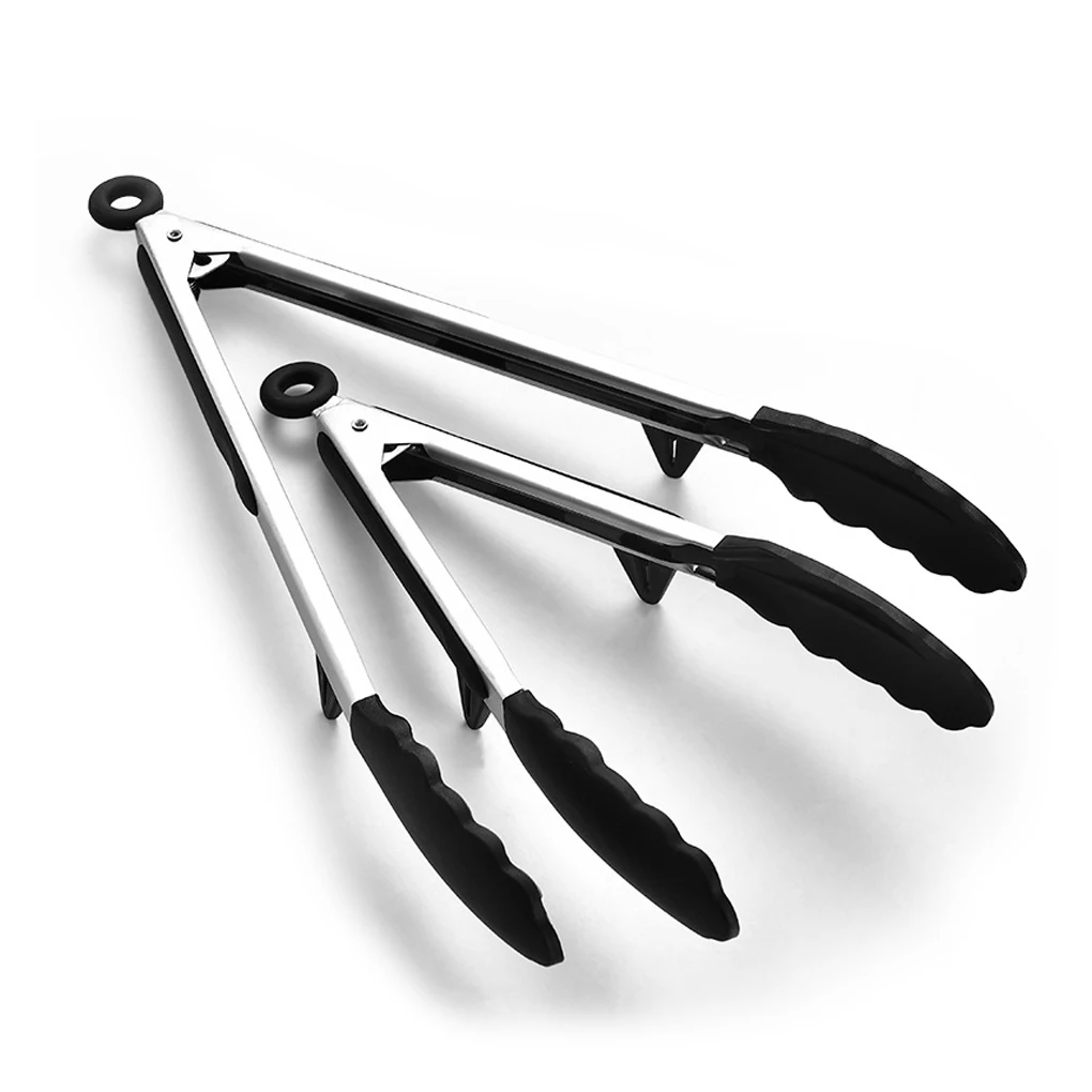 

2 Pieces Grill Food Tongs Non-stick Barbecue Cooking Clips Kitchen Picnic Baking Salad Serving Clamp Kitchenware Tools