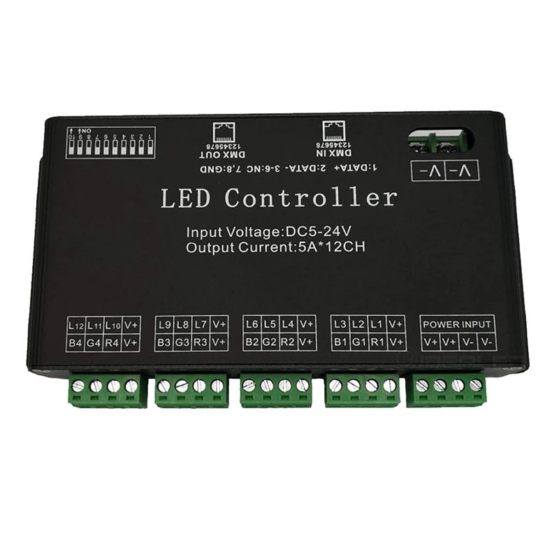 

Топ 12-канальный DMX декодер 60A DMX512 светодиодный контроллер PWM диммер драйвер для RGB светодиодной ленты и Модуля Освещения