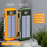 20000mah solar power bank led display powerbank built in cable portable charger for iphone 13 12 samsung huawei xiaomi poverbank