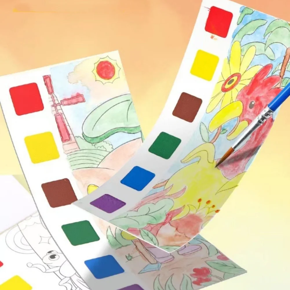 Краски с водой книжки-раскраски для детей карманный набор акварельной живописи