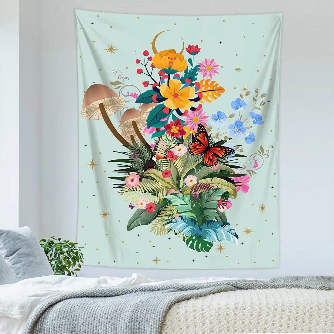 макраме декор на стену гобелен комнаты Гобелен с изображением гриба настенное