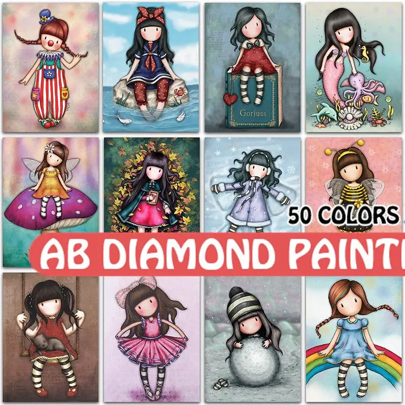 

Алмазная 5D картина «сделай сам», набор с имбирной девушкой AB, картина мультяшной принцессы, домашний декор, полноразмерная круглая мозаика, ...