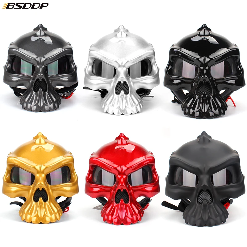 

Motorcycle Helmet personality fashion Double Use Helmet Skull Half Face Helmets Capacetes Casco Retro Casque Ride safely