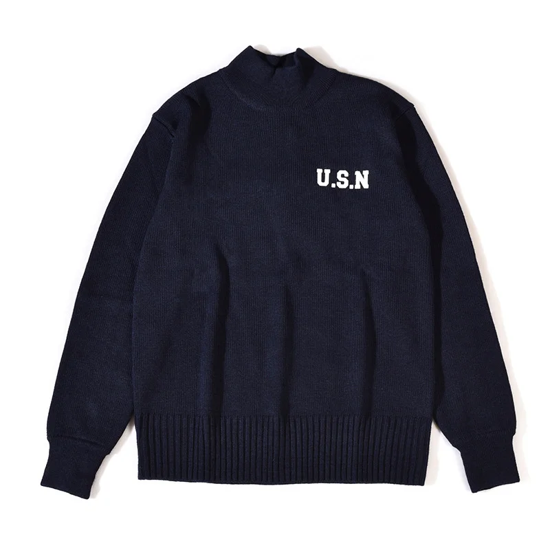 OKONKWO Navy Half Turtleneck Pullover Sweater U.S.N Men Women Outdoor Camping Military Sweaters Thicken Knitten Clothes Spring