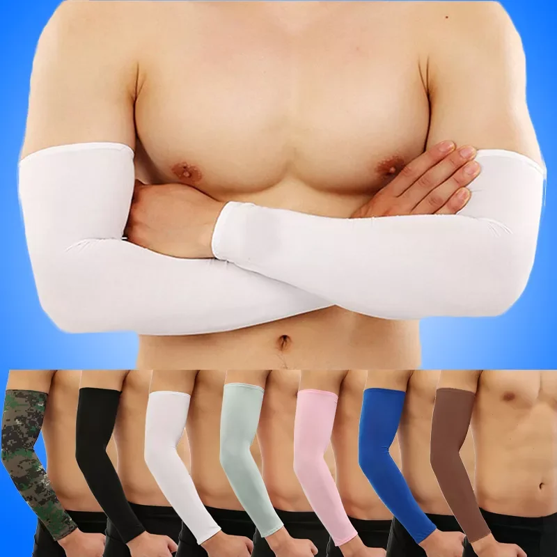 

1Pair Unisex Ice Silk Arm Sleeves UV Sun Protection Tattoo Cover Sport Basketball Armband Men Women Arm Cuffs Summer
