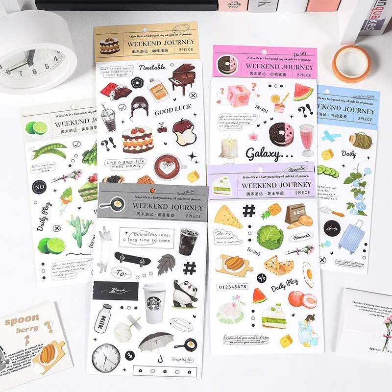 

Travel Coffee Cakes vegetable Car Stationery Sticker Scrapbooking Planner Journal Diary DIY Decorative Label Craft Stickers