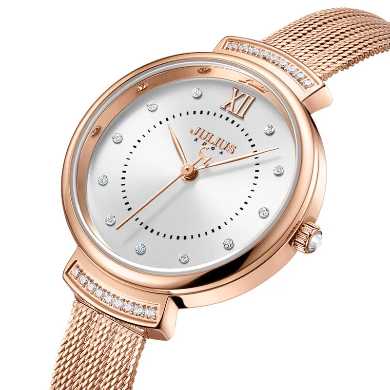 JULIUS Waterproof Quartz Watch Hot Models Movement with Thin Quartz Mesh Watches for Women Diamond Ladies Watch Free Shipping enlarge