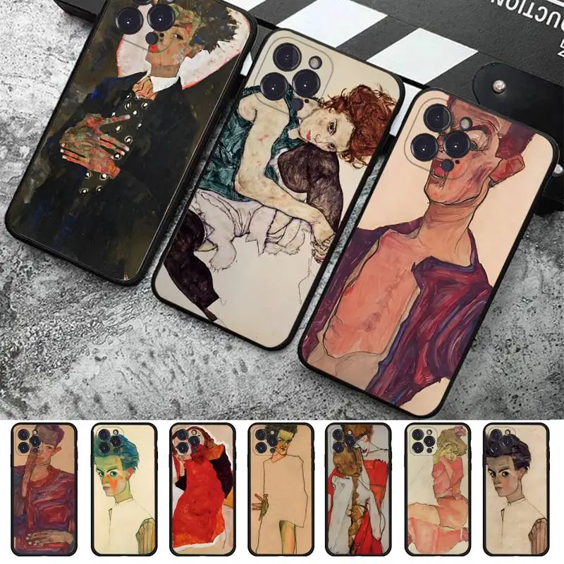 

Egon Schiele Phone Case For iPhone 8 7 6 6S Plus X SE 2020 XR XS 14 11 12 13 Mini Pro Max Mobile Case
