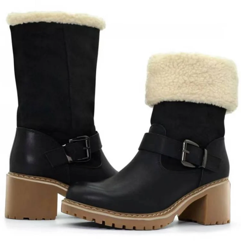 

Winter Boots Women's Fur Warm Snow Boots Warm Wool Boots Ankle Boots Comfort Shoes Casual Women's Middle and Small Leg Boots