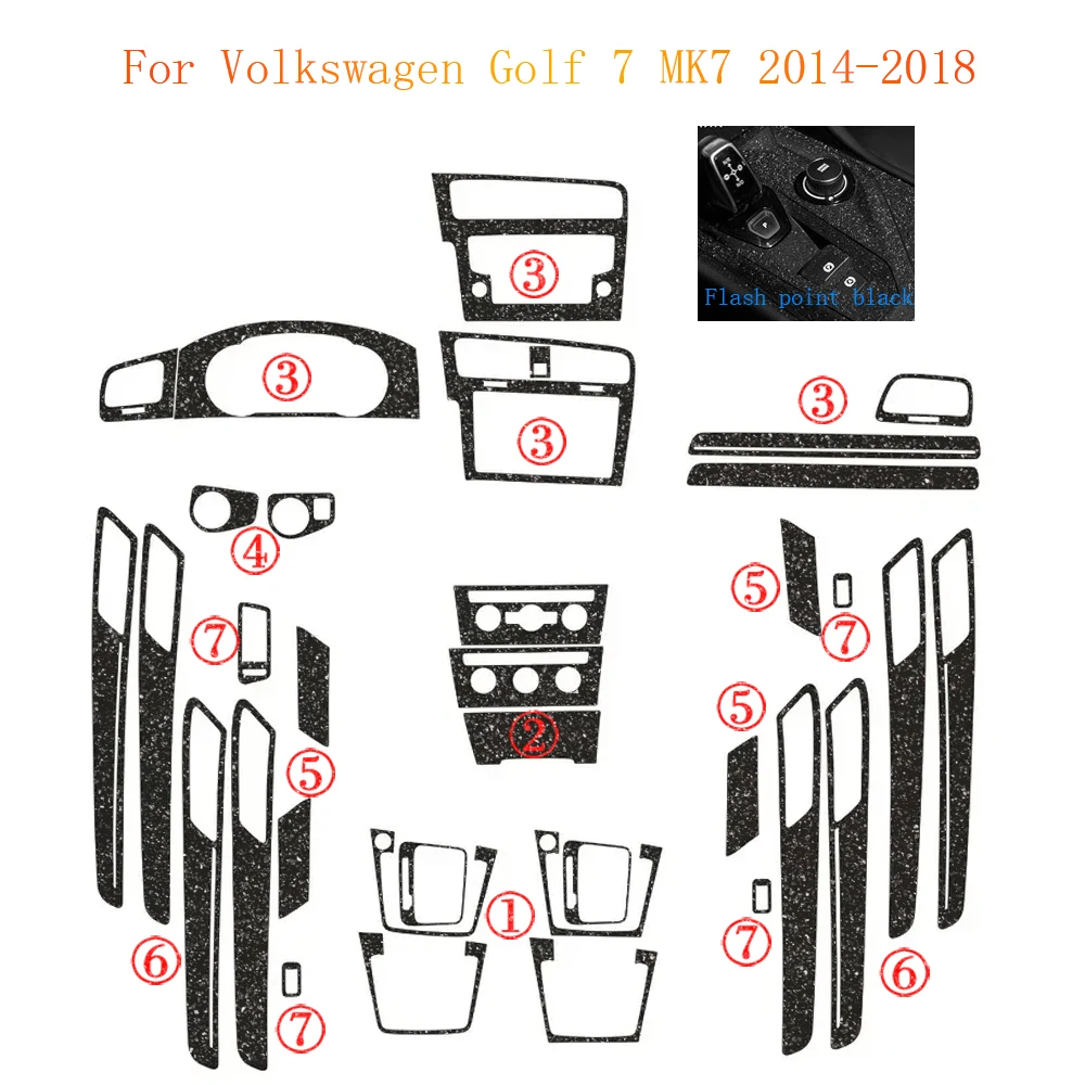 

Для Volkswagen Golf 7 MK7 внутренняя центральная панель управления дверная ручка 5D наклейки из углеродного волокна наклейки аксессуары для стайлинга автомобилей