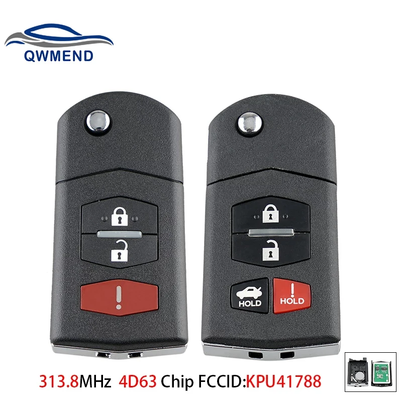 QWMEND KPU41788 флип умный Автомобильный ключ для Mazda 6 седан брикет 2005 2006 2007 2008 313 8 МГц 4D63