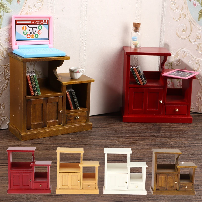 1pc 1:6 1:12 Miniature Handcrafted Storage Cabinet Display Rack Drawer Chest Furniture Model Decor Toy For Dollhouse Accessories