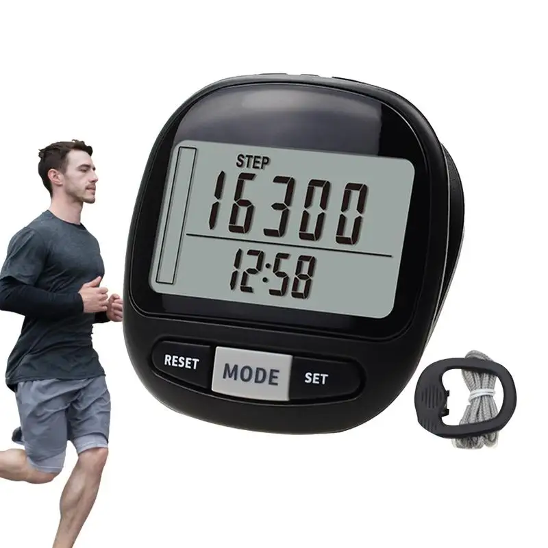 

3D Pedometer With Clip 7-Day Memory Accurately Track Steps Step Counter For Walking Simple Large Display Removable Clip Lanyard