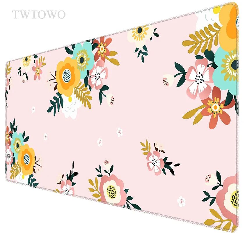 

Pink Simple Flower Mouse Pad Gamer XL Custom Large Home Mousepad XXL Mouse Mat Natural Rubber Carpet Office Mouse Mat