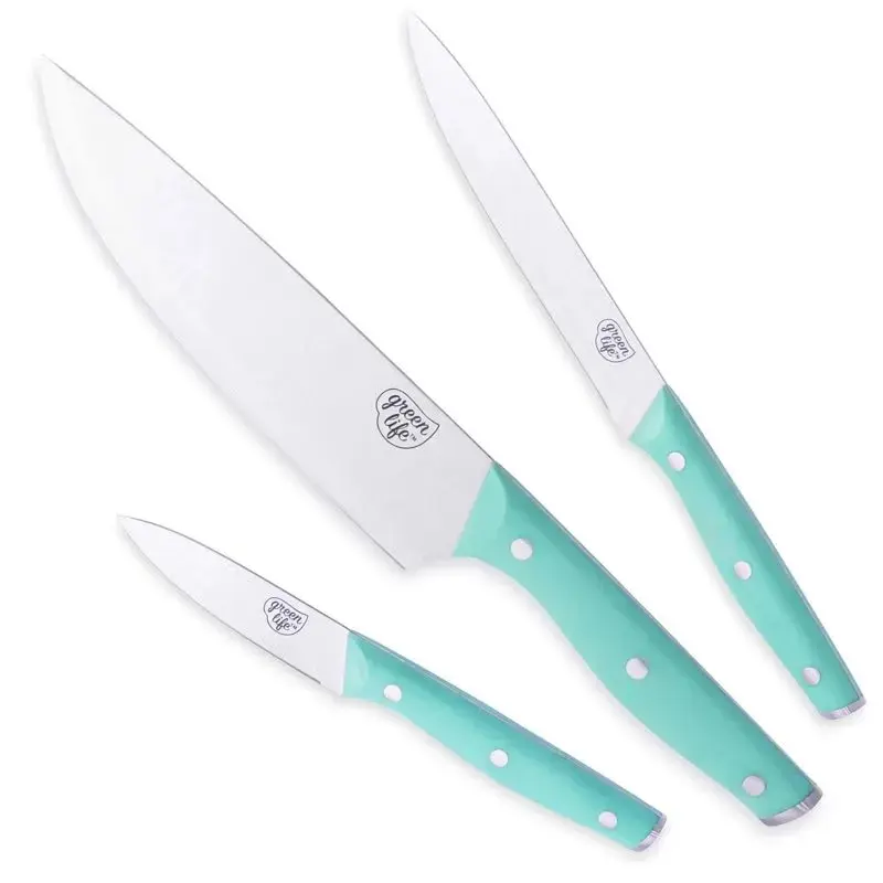 

Fantastic 3-Piece Turquoise Stainless Steel Knife Set - Perfect for Kitchen!