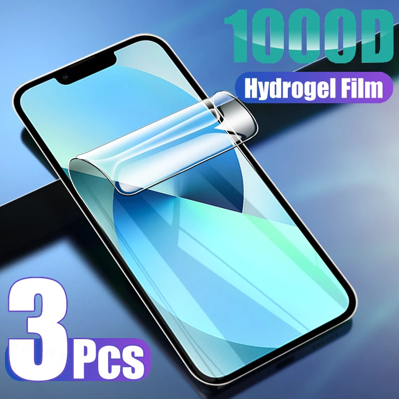 

3 PCS/Set Soft Hydrogel Film For iPhone 13 12 Mini 11 XS Max XR X 8 7 6 6S SE2020 Plus TPU Full Cover Screen Protector Not Glass