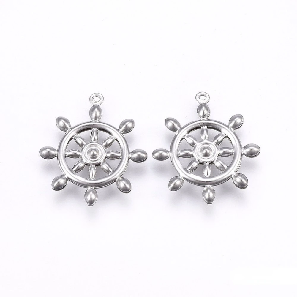 

20PC 304 Stainless Steel Pendants Helm Stainless Steel Color 24x21x3mm Hole: 1mm