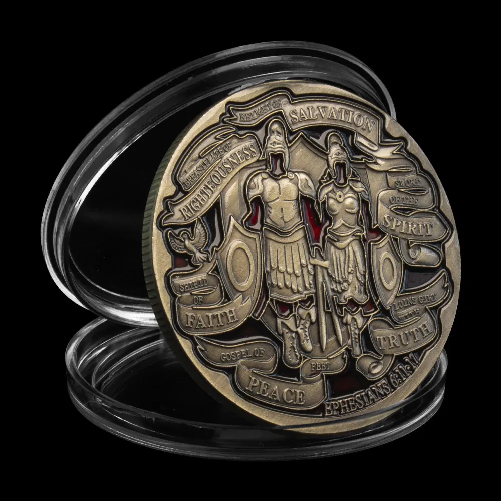 

Put on The Whole Armor of God Bronze Plated Coins Souvenirs and Gifts Commemorative Coin Home Decorations Christian Coin