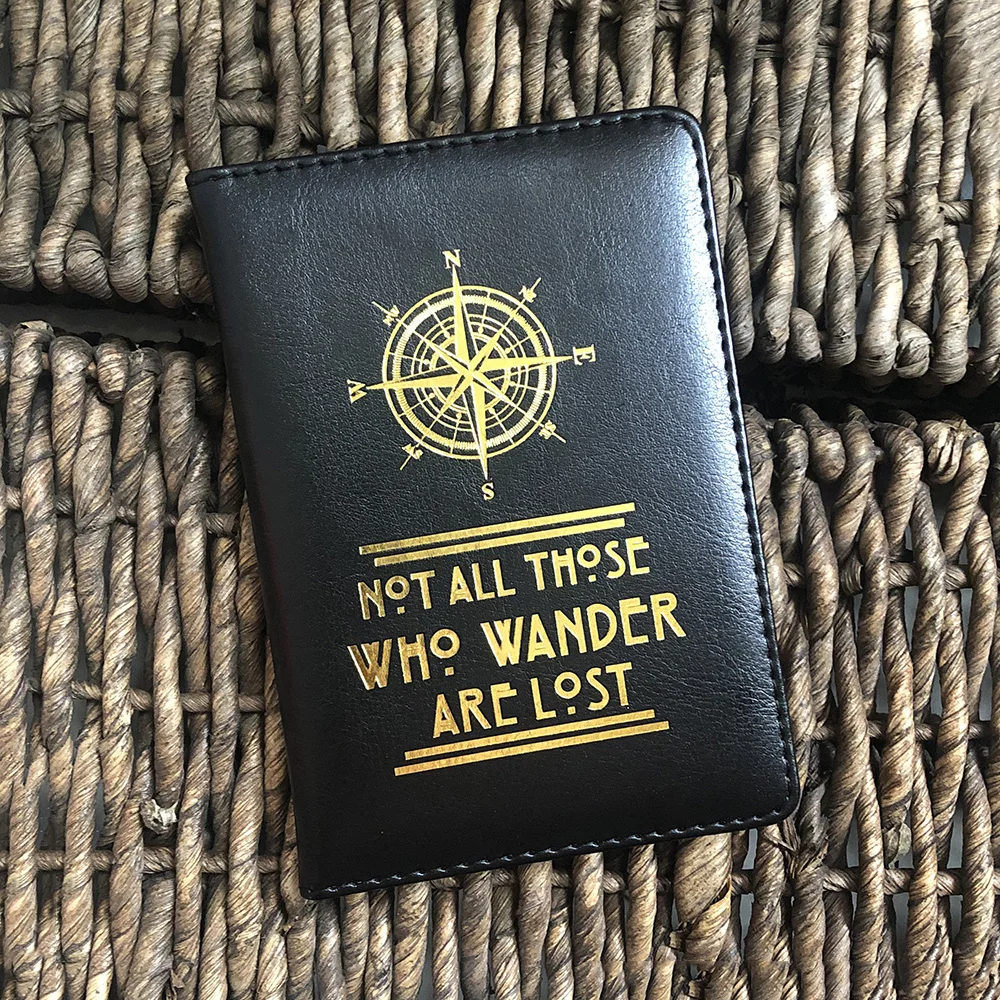 

Not All Who Wander Are Lost Compass Passport Cover Travel Organizer Compass Holder Covers for Passports Passport-cover