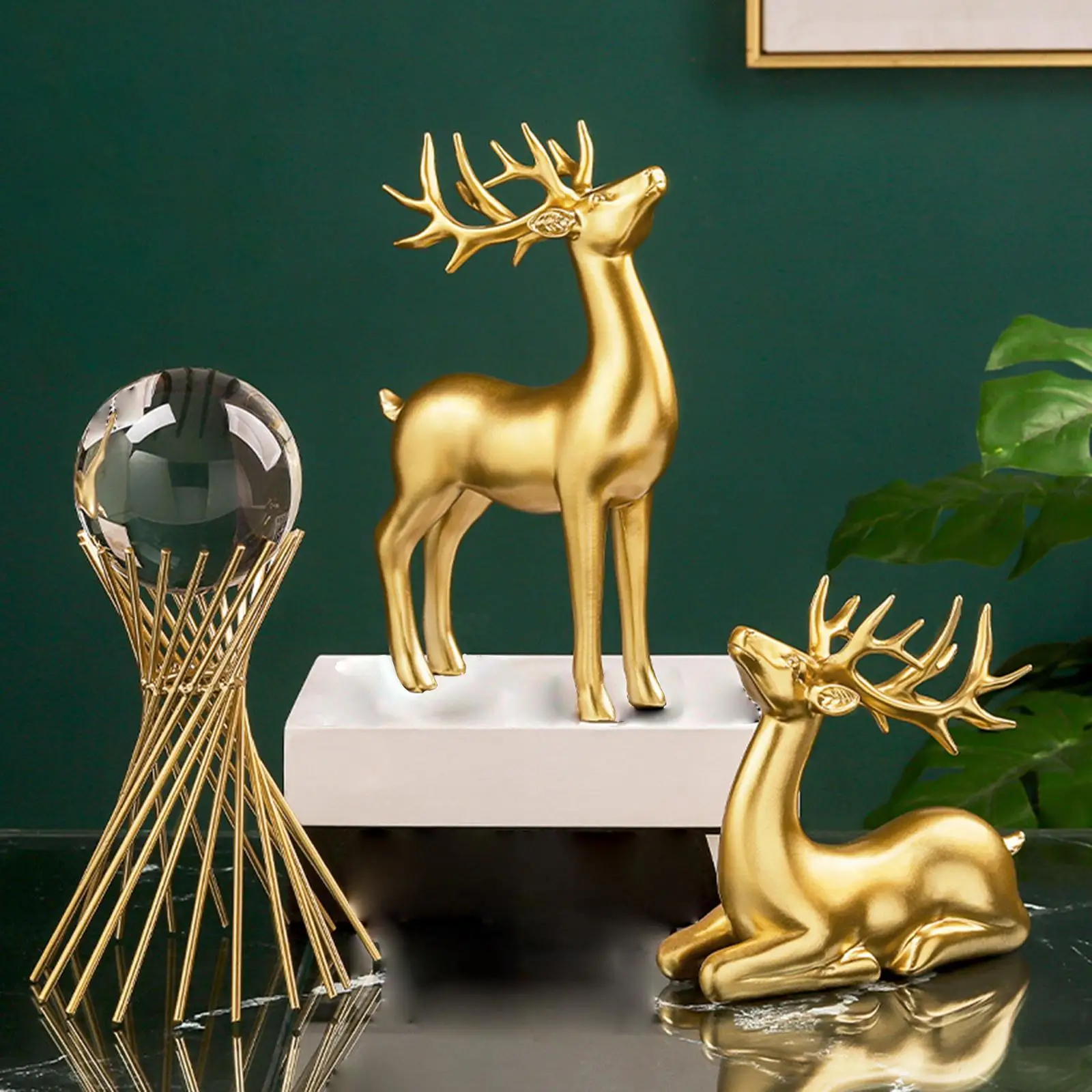 

2x Modern Couple Deer Statue Figurine for Home Living Room Decoration