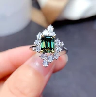 meibapj 6mm8mm one carat green moissanite diamond flower ring for women 925 sterling silver fine wedding jewelry