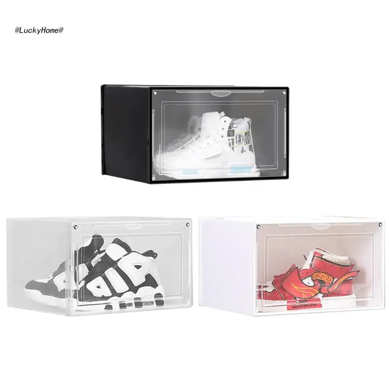 11UA Clear Storage Shoe Box for w/ Magnetic Closure Stackable Drawer Type Shoe Organi