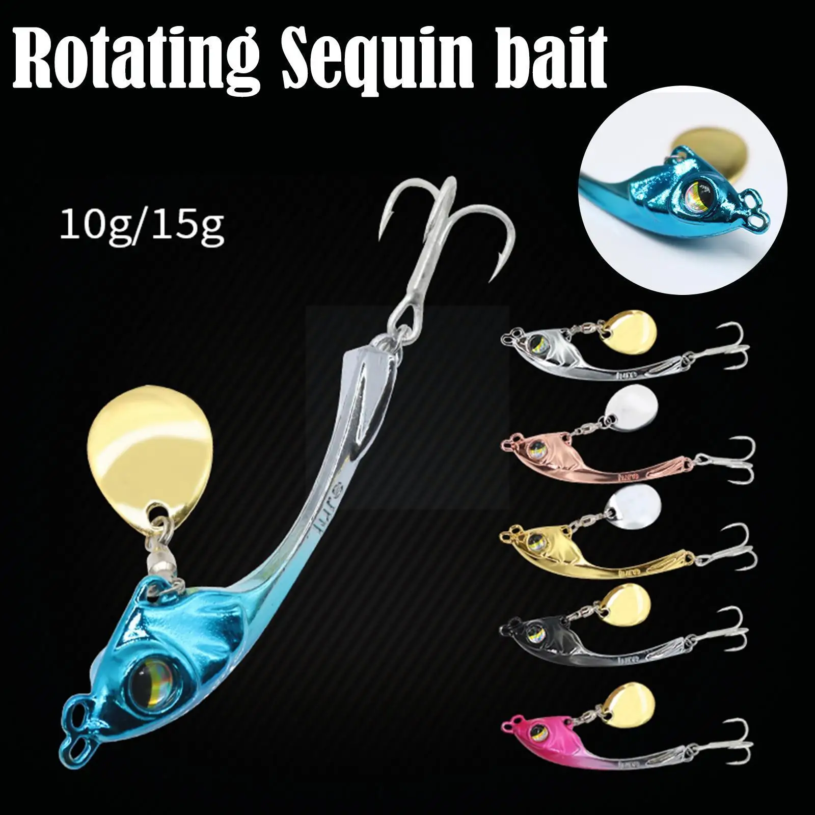 

6 Pcs A Kunluya Long Cast Zinc Alloy VIB Crescent Moon Warped Bait Mouth Bass Rotating Sequins With Bait Artificial S0T4
