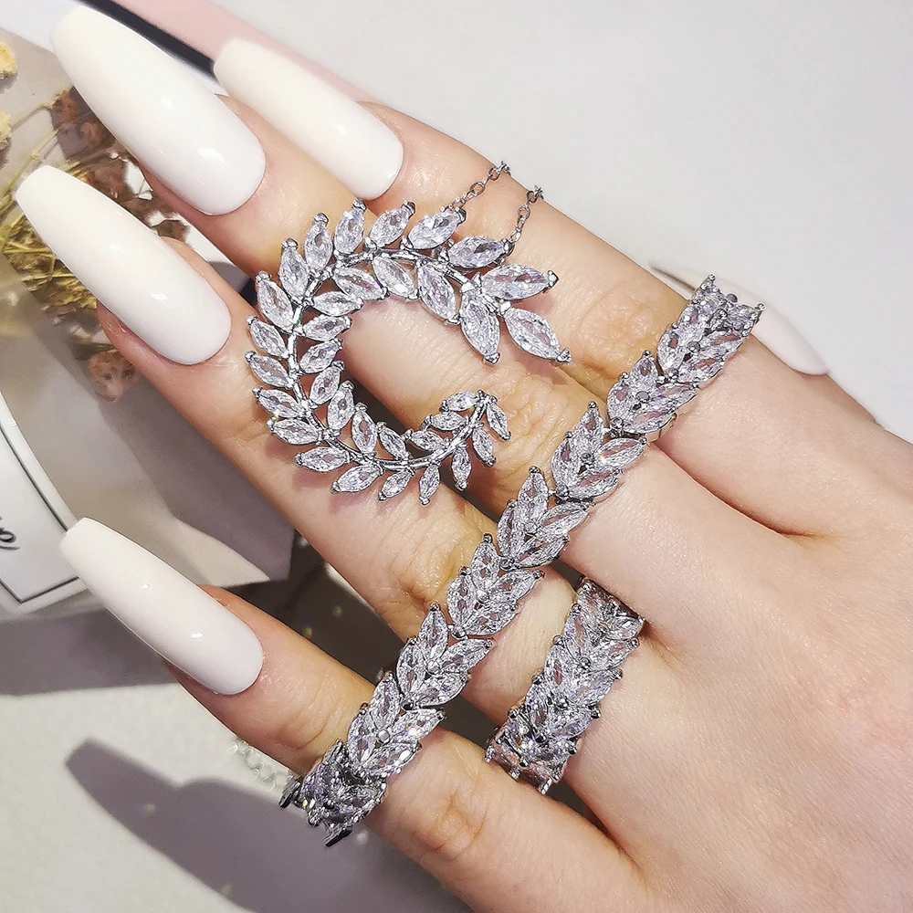 

3pcs Pack 2022 New Luxury Marquise Wedding Bridal For Women Lady Anniversary Gift Jewelry Drop Shipping J7264