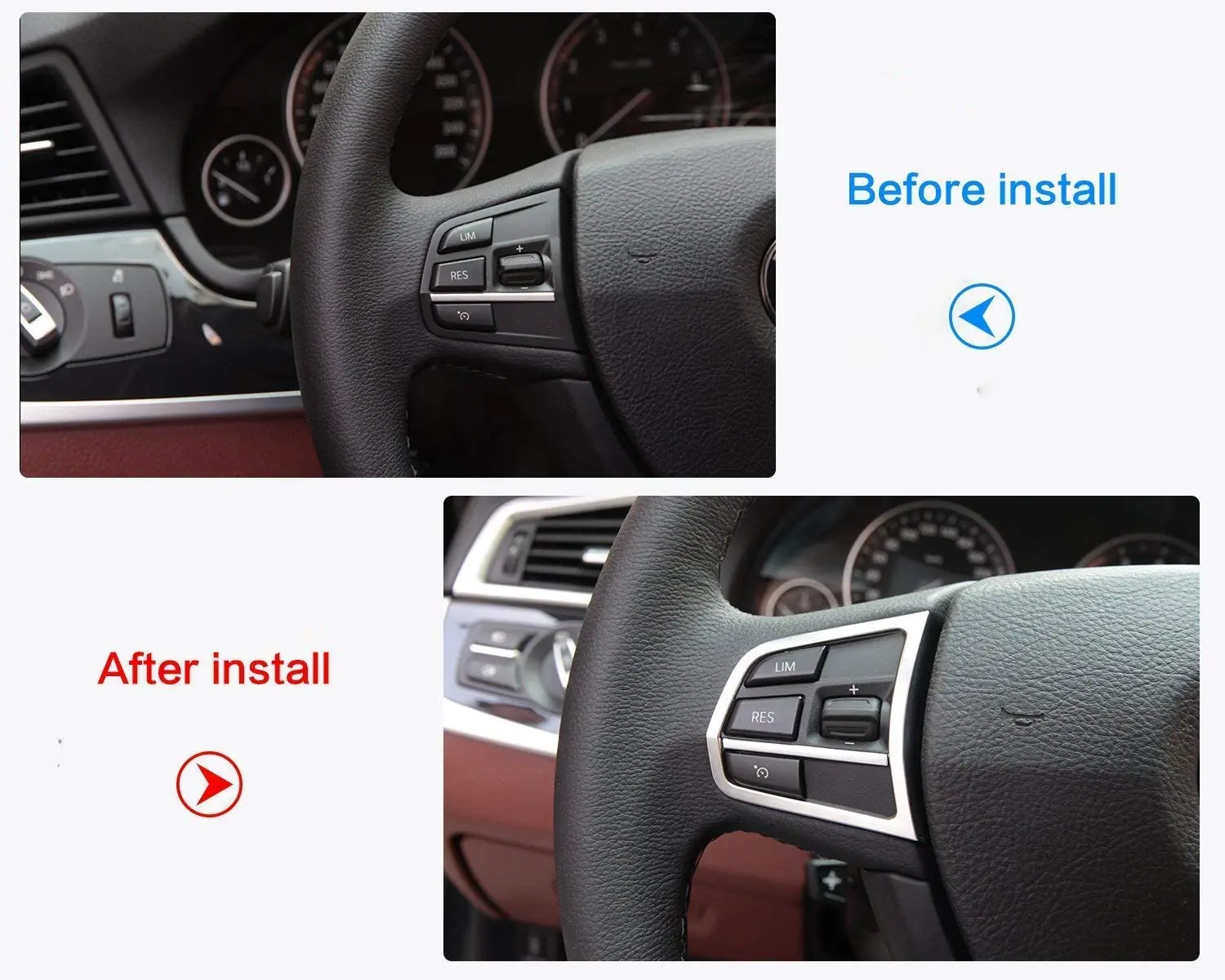 

For BMW 5 7 Series F10 520 525 2011-2017 ABS Steering Wheel Button Cover Trim